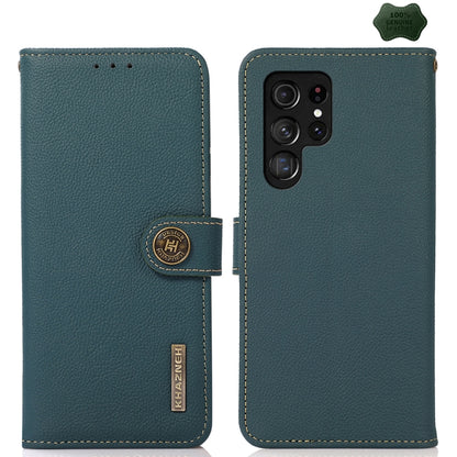 KHAZNEH Custer Genuine Leather RFID Phone Case, For Samsung Galaxy S25 Ultra 5G, For Samsung Galaxy S24 FE 5G