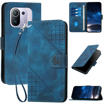 YX0080 Grid Butterfly Embossed Pattern Flip Leather Phone Case with Lanyard, Series 3