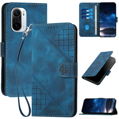 YX0080 Grid Butterfly Embossed Pattern Flip Leather Phone Case with Lanyard, Series 3