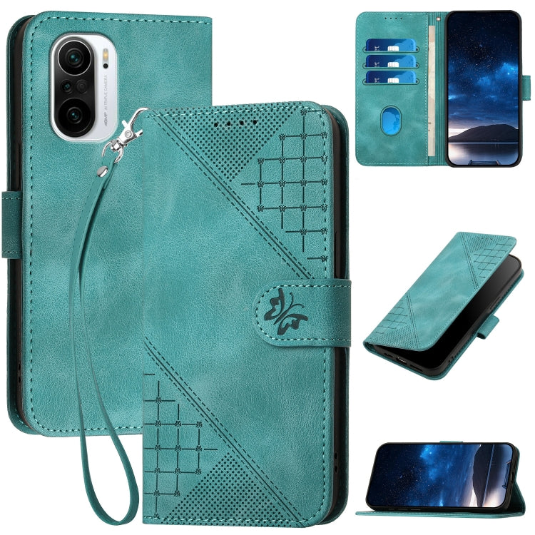 YX0080 Grid Butterfly Embossed Pattern Flip Leather Phone Case with Lanyard, Series 3