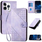 YX0080 Grid Butterfly Embossed Pattern Flip Leather Phone Case with Lanyard, For iPhone Air, For iPhone 16 Pro Max, For iPhone 16 Pro, For iPhone 16 Plus