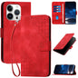 YX0080 Grid Butterfly Embossed Pattern Flip Leather Phone Case with Lanyard, For iPhone Air, For iPhone 16 Pro Max, For iPhone 16 Pro, For iPhone 16 Plus