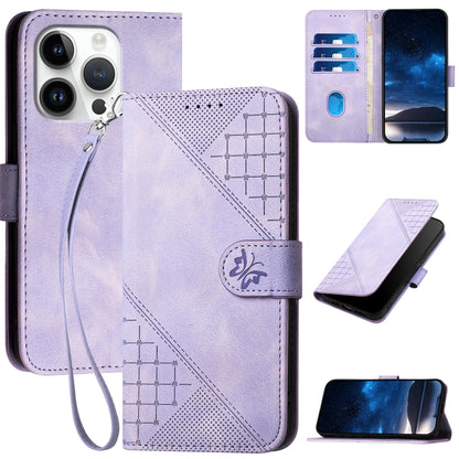 YX0080 Grid Butterfly Embossed Pattern Flip Leather Phone Case with Lanyard, For iPhone Air, For iPhone 16 Pro Max, For iPhone 16 Pro, For iPhone 16 Plus