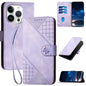 YX0080 Grid Butterfly Embossed Pattern Flip Leather Phone Case with Lanyard, For iPhone Air, For iPhone 16 Pro Max, For iPhone 16 Pro, For iPhone 16 Plus