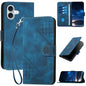 YX0080 Grid Butterfly Embossed Pattern Flip Leather Phone Case with Lanyard, For iPhone Air, For iPhone 16 Pro Max, For iPhone 16 Pro, For iPhone 16 Plus