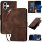 YX0080 Grid Butterfly Embossed Pattern Flip Leather Phone Case with Lanyard, For iPhone Air, For iPhone 16 Pro Max, For iPhone 16 Pro, For iPhone 16 Plus