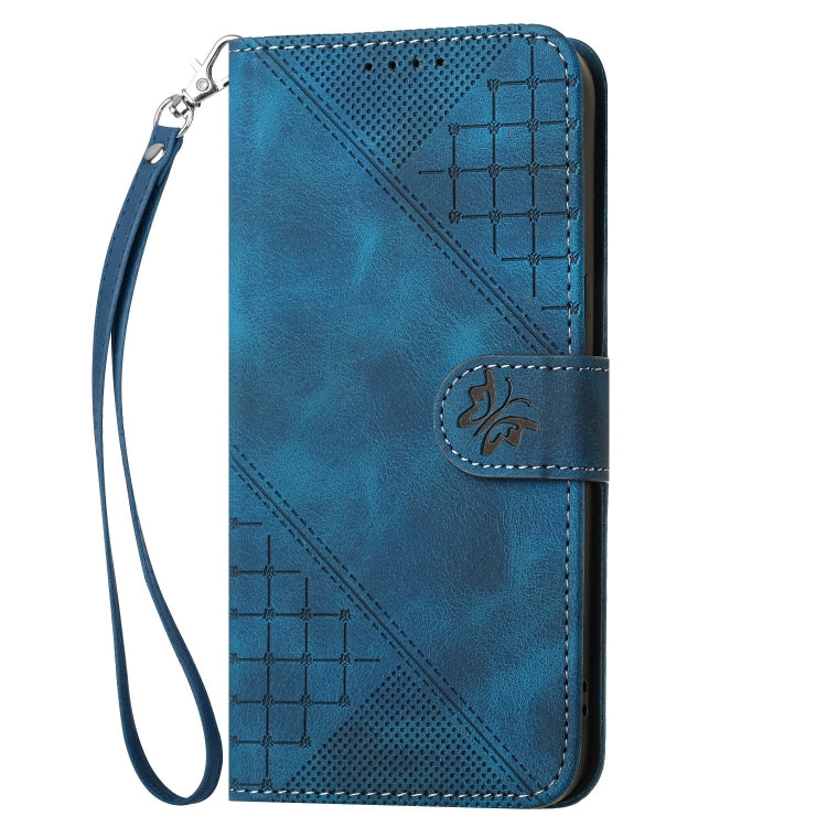 YX0080 Grid Butterfly Embossed Pattern Flip Leather Phone Case with Lanyard, For iPhone 14 Pro Max, For iPhone 7 / 8 / SE 2022, For iPhone 13 Pro Max, For iPhone 13 Pro