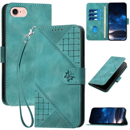 YX0080 Grid Butterfly Embossed Pattern Flip Leather Phone Case with Lanyard, For iPhone 14 Pro Max, For iPhone 7 / 8 / SE 2022, For iPhone 13 Pro Max, For iPhone 13 Pro