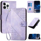 YX0080 Grid Butterfly Embossed Pattern Flip Leather Phone Case with Lanyard, For iPhone 13, For iPhone 13 mini, For iPhone 12 / 12 Pro, For iPhone 12 Pro Max
