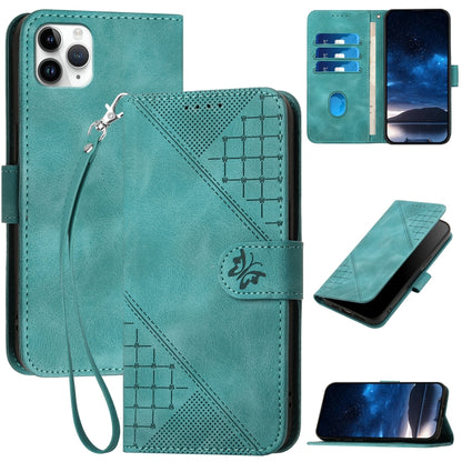 YX0080 Grid Butterfly Embossed Pattern Flip Leather Phone Case with Lanyard, For iPhone 12 mini, For iPhone 11 Pro Max, For iPhone 11, For iPhone 11 Pro