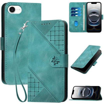 YX0080 Grid Butterfly Embossed Pattern Flip Leather Phone Case with Lanyard, iPhone 16e, For iPhone 16 Pro Max, For iPhone 16 Pro, For iPhone 16 Plus