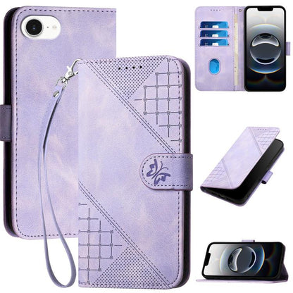 YX0080 Grid Butterfly Embossed Pattern Flip Leather Phone Case with Lanyard, iPhone 16e, For iPhone 16 Pro Max, For iPhone 16 Pro, For iPhone 16 Plus