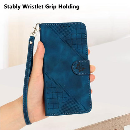 YX0080 Grid Butterfly Embossed Pattern Flip Leather Phone Case with Lanyard, For iPhone Air, For iPhone 16 Pro Max, For iPhone 16 Pro, For iPhone 16 Plus