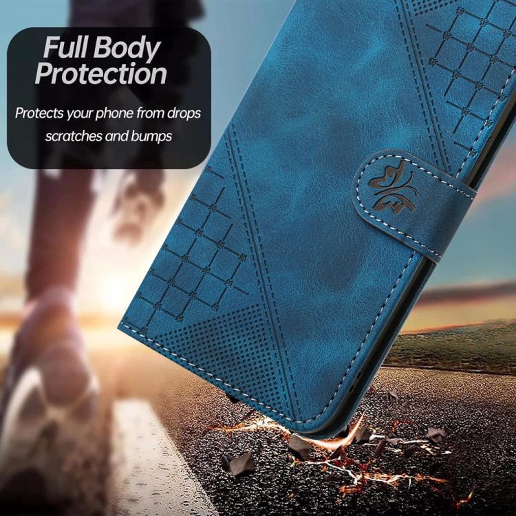 YX0080 Grid Butterfly Embossed Pattern Flip Leather Phone Case with Lanyard, For iPhone Air, For iPhone 16 Pro Max, For iPhone 16 Pro, For iPhone 16 Plus