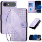 YX0080 Grid Butterfly Embossed Pattern Flip Leather Phone Case with Lanyard, For iPhone Air, For iPhone 16 Pro Max, For iPhone 16 Pro, For iPhone 16 Plus