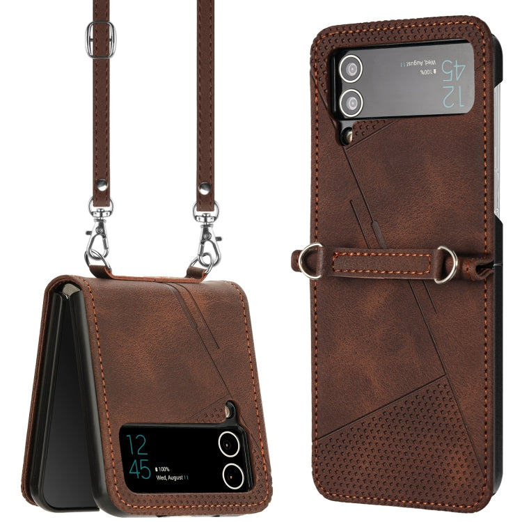 Dream Triangle Leather Phone Case with Lanyard, For Samsung Galaxy Z Flip7, For Samsung Galaxy Z Flip5, For Samsung Galaxy Z Flip4, For Samsung Galaxy Z Flip3 5G