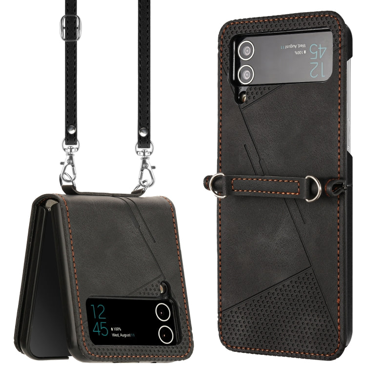 Dream Triangle Leather Phone Case with Lanyard, For Samsung Galaxy Z Flip7, For Samsung Galaxy Z Flip5, For Samsung Galaxy Z Flip4, For Samsung Galaxy Z Flip3 5G