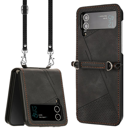 Dream Triangle Leather Phone Case with Lanyard, For Samsung Galaxy Z Flip7, For Samsung Galaxy Z Flip5, For Samsung Galaxy Z Flip4, For Samsung Galaxy Z Flip3 5G