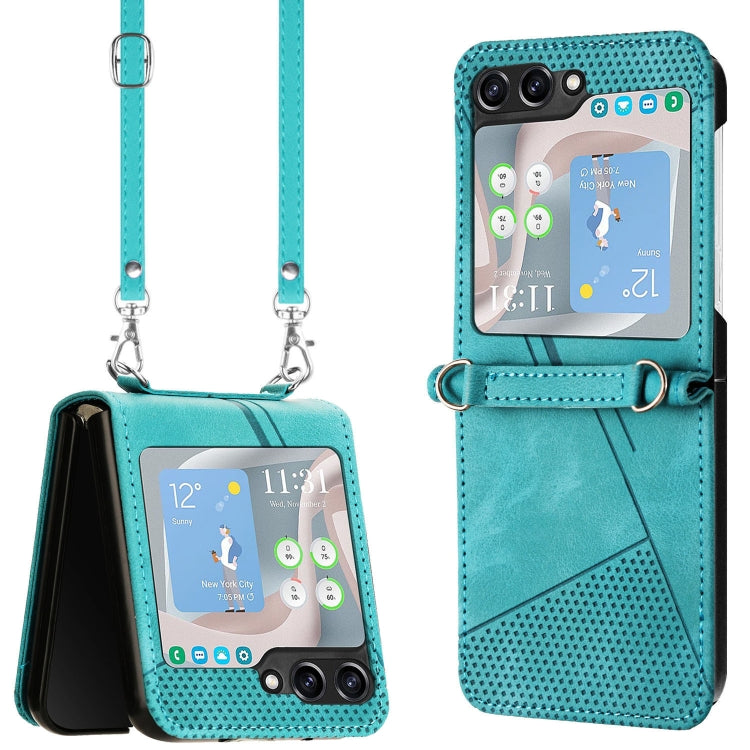 Dream Triangle Leather Phone Case with Lanyard, For Samsung Galaxy Z Flip7, For Samsung Galaxy Z Flip5, For Samsung Galaxy Z Flip4, For Samsung Galaxy Z Flip3 5G
