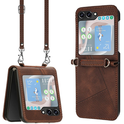 Dream Triangle Leather Phone Case with Lanyard, For Samsung Galaxy Z Flip7, For Samsung Galaxy Z Flip5, For Samsung Galaxy Z Flip4, For Samsung Galaxy Z Flip3 5G