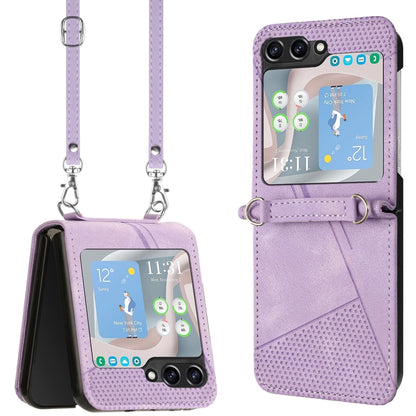 Dream Triangle Leather Phone Case with Lanyard, For Samsung Galaxy Z Flip7, For Samsung Galaxy Z Flip5, For Samsung Galaxy Z Flip4, For Samsung Galaxy Z Flip3 5G