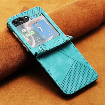 Dream Triangle Leather Phone Case with Lanyard, For Samsung Galaxy Z Flip7, For Samsung Galaxy Z Flip5, For Samsung Galaxy Z Flip4, For Samsung Galaxy Z Flip3 5G