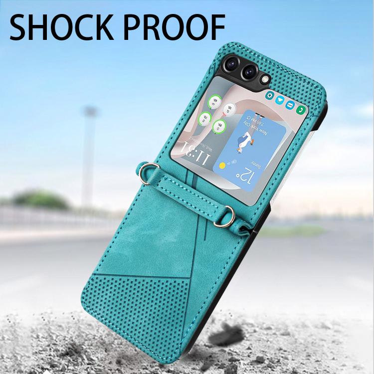 Dream Triangle Leather Phone Case with Lanyard, For Samsung Galaxy Z Flip7, For Samsung Galaxy Z Flip5, For Samsung Galaxy Z Flip4, For Samsung Galaxy Z Flip3 5G