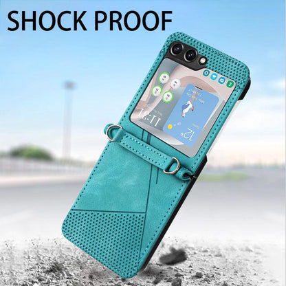 Dream Triangle Leather Phone Case with Lanyard, For Samsung Galaxy Z Flip7, For Samsung Galaxy Z Flip5, For Samsung Galaxy Z Flip4, For Samsung Galaxy Z Flip3 5G