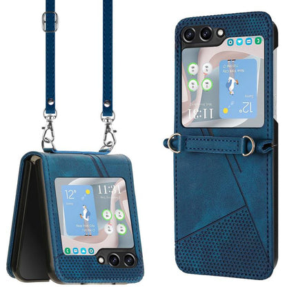 Dream Triangle Leather Phone Case with Lanyard, For Samsung Galaxy Z Flip7, For Samsung Galaxy Z Flip5, For Samsung Galaxy Z Flip4, For Samsung Galaxy Z Flip3 5G