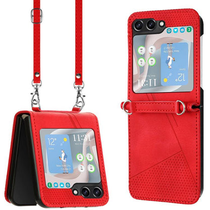 Dream Triangle Leather Phone Case with Lanyard, For Samsung Galaxy Z Flip7, For Samsung Galaxy Z Flip5, For Samsung Galaxy Z Flip4, For Samsung Galaxy Z Flip3 5G