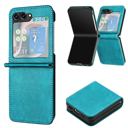 Solid Color Calf Texture Folding Leather Phone Case, For Samsung Galaxy Z Flip6, For Samsung Galaxy Z Flip5, For Samsung Galaxy Z Flip4