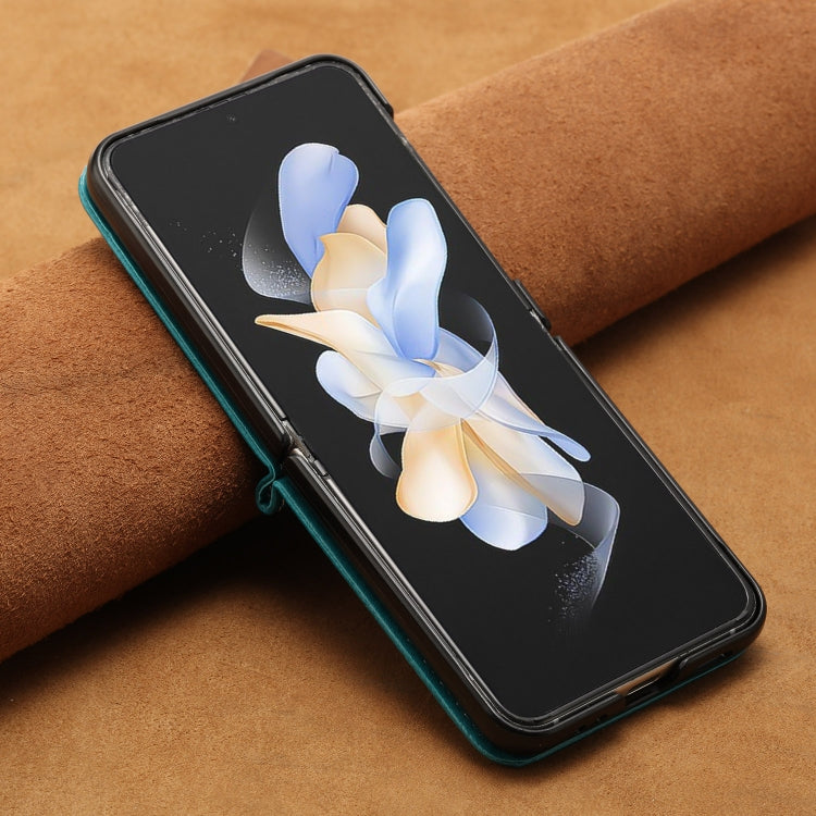Solid Color Calf Texture Folding Leather Phone Case, For Samsung Galaxy Z Flip6, For Samsung Galaxy Z Flip5, For Samsung Galaxy Z Flip4