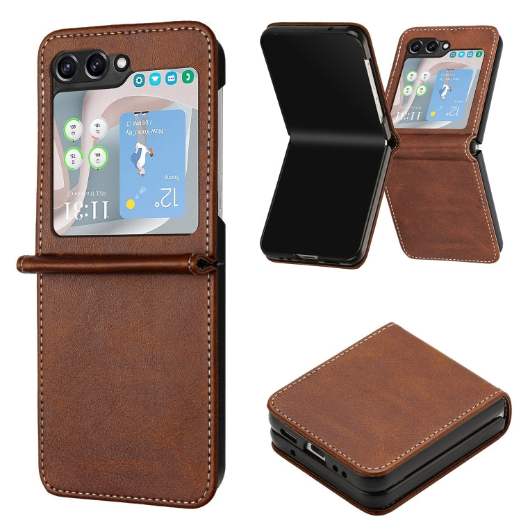 Solid Color Calf Texture Folding Leather Phone Case, For Samsung Galaxy Z Flip6 / Flip7 FE, For Samsung Galaxy Z Flip5, For Samsung Galaxy Z Flip4