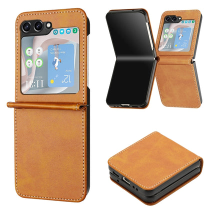 Solid Color Calf Texture Folding Leather Phone Case, For Samsung Galaxy Z Flip6 / Flip7 FE, For Samsung Galaxy Z Flip5, For Samsung Galaxy Z Flip4