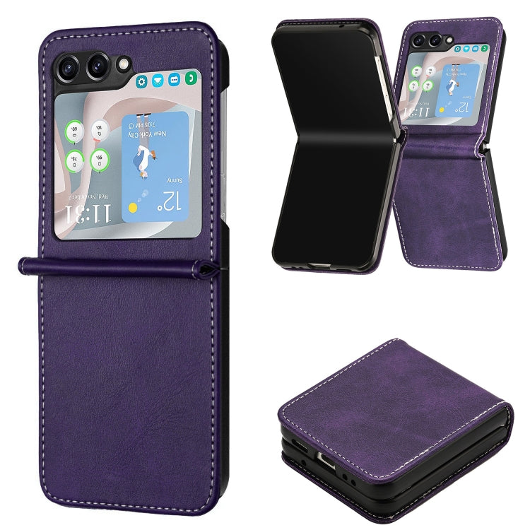 Solid Color Calf Texture Folding Leather Phone Case, For Samsung Galaxy Z Flip6, For Samsung Galaxy Z Flip5, For Samsung Galaxy Z Flip4