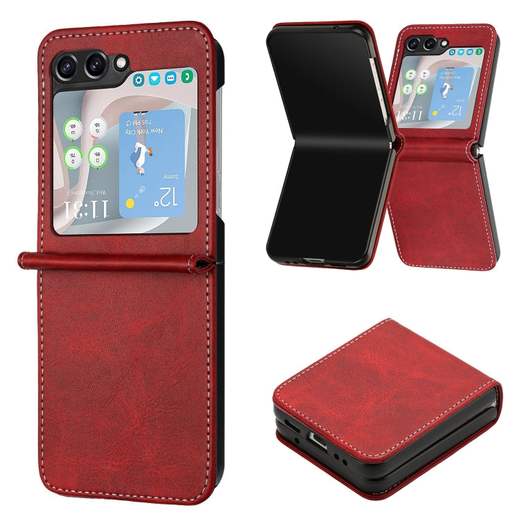 Solid Color Calf Texture Folding Leather Phone Case, For Samsung Galaxy Z Flip6, For Samsung Galaxy Z Flip5, For Samsung Galaxy Z Flip4