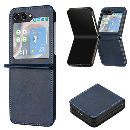 Solid Color Calf Texture Folding Leather Phone Case, For Samsung Galaxy Z Flip6, For Samsung Galaxy Z Flip5, For Samsung Galaxy Z Flip4
