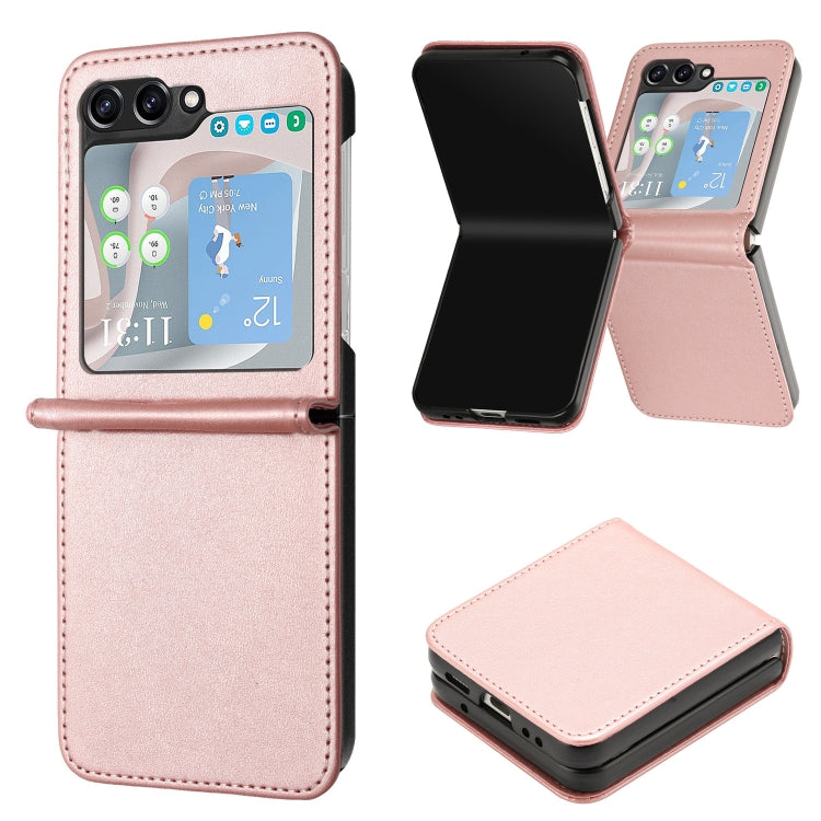 Solid Color Calf Texture Folding Leather Phone Case, For Samsung Galaxy Z Flip6, For Samsung Galaxy Z Flip5, For Samsung Galaxy Z Flip4