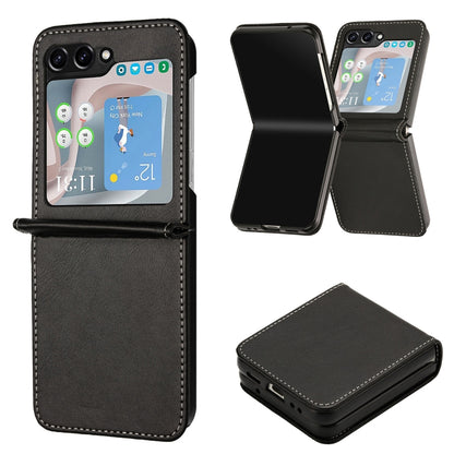 Solid Color Calf Texture Folding Leather Phone Case, For Samsung Galaxy Z Flip6 / Flip7 FE, For Samsung Galaxy Z Flip5, For Samsung Galaxy Z Flip4