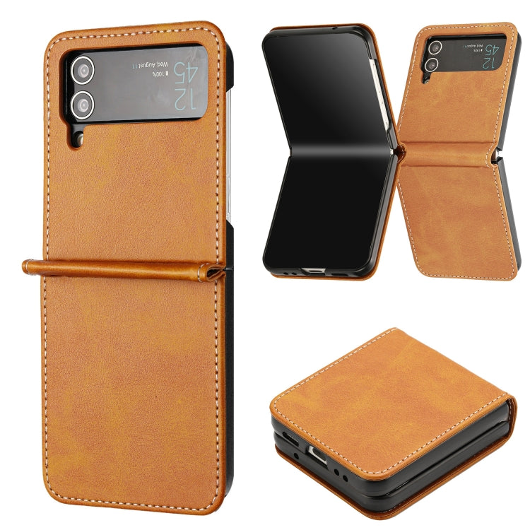 Solid Color Calf Texture Folding Leather Phone Case, For Samsung Galaxy Z Flip6, For Samsung Galaxy Z Flip5, For Samsung Galaxy Z Flip4