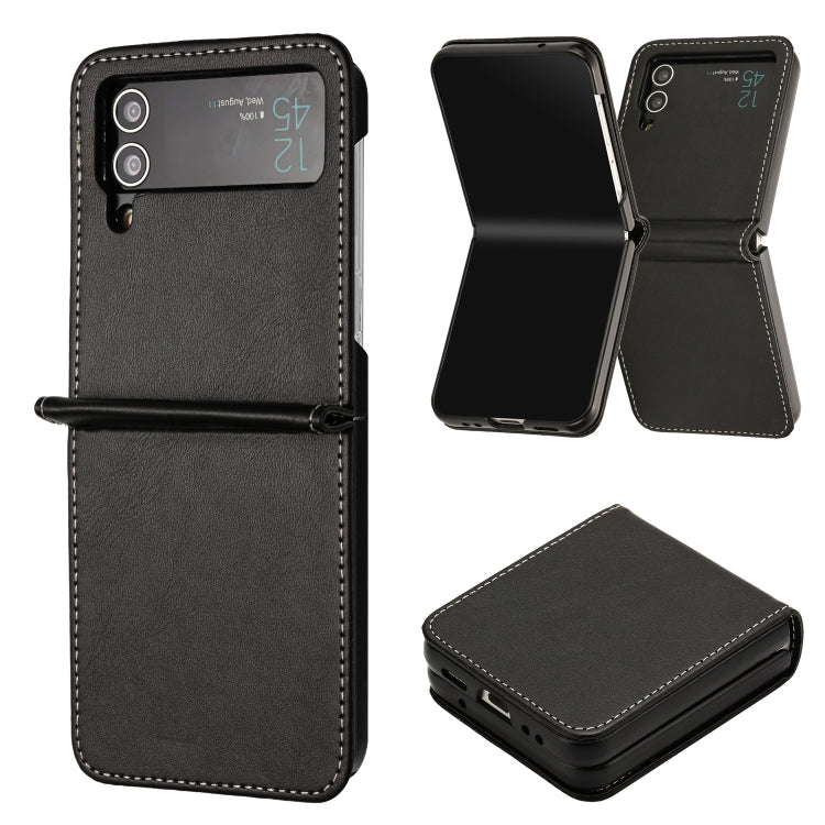 Solid Color Calf Texture Folding Leather Phone Case, For Samsung Galaxy Z Flip6, For Samsung Galaxy Z Flip5, For Samsung Galaxy Z Flip4