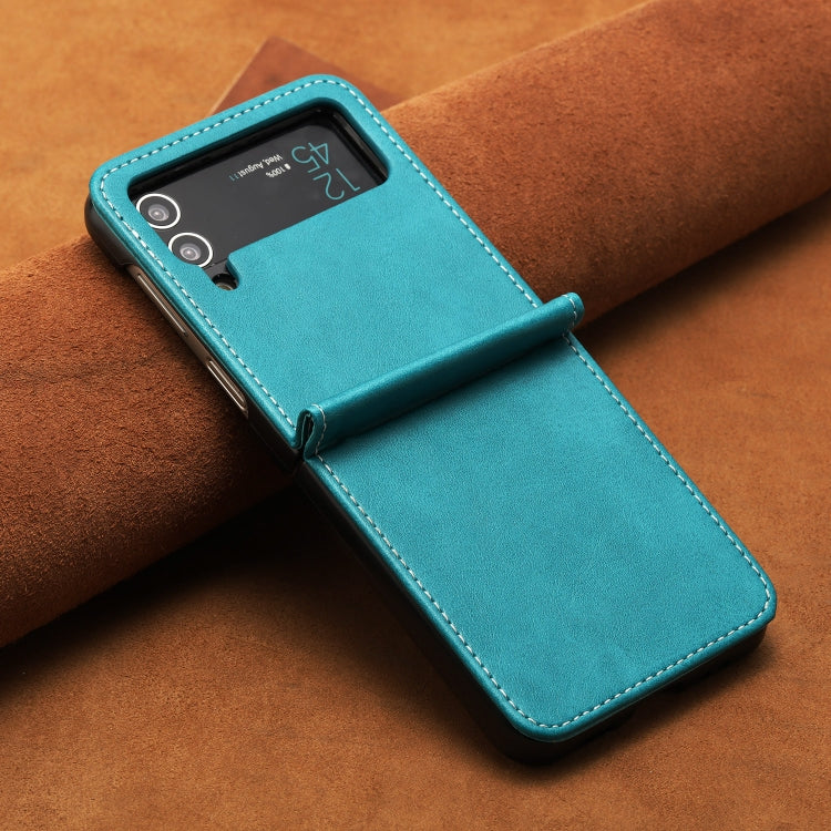 Solid Color Calf Texture Folding Leather Phone Case, For Samsung Galaxy Z Flip3 5G
