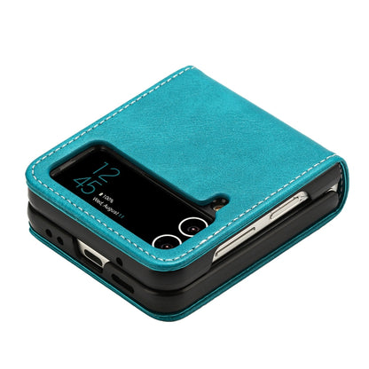 Solid Color Calf Texture Folding Leather Phone Case, For Samsung Galaxy Z Flip3 5G