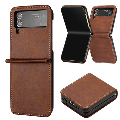 Solid Color Calf Texture Folding Leather Phone Case, For Samsung Galaxy Z Flip3 5G