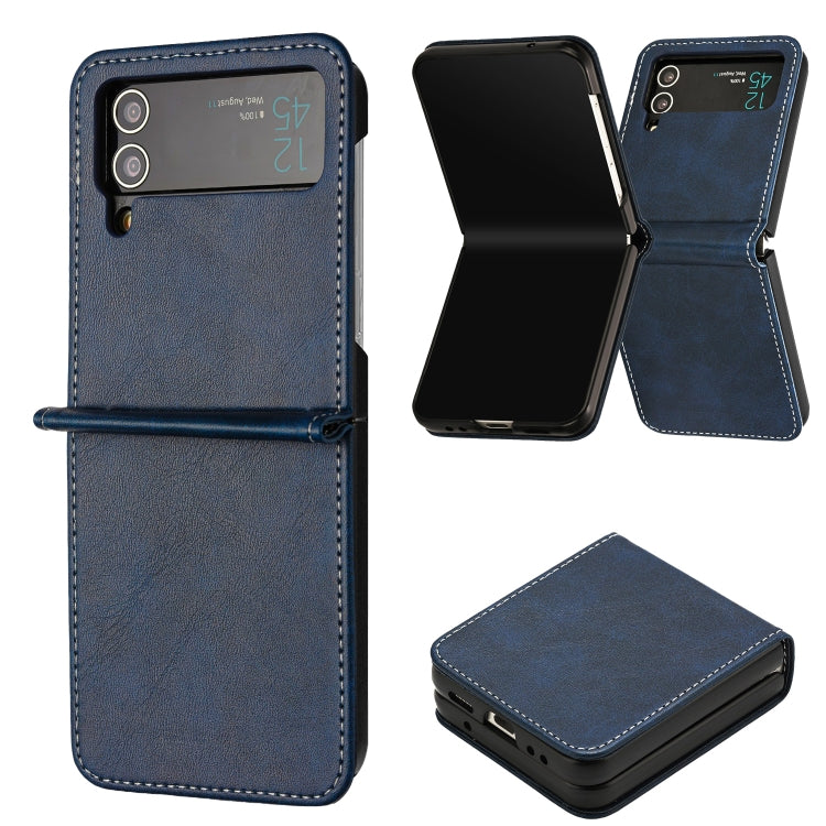 Solid Color Calf Texture Folding Leather Phone Case, For Samsung Galaxy Z Flip3 5G