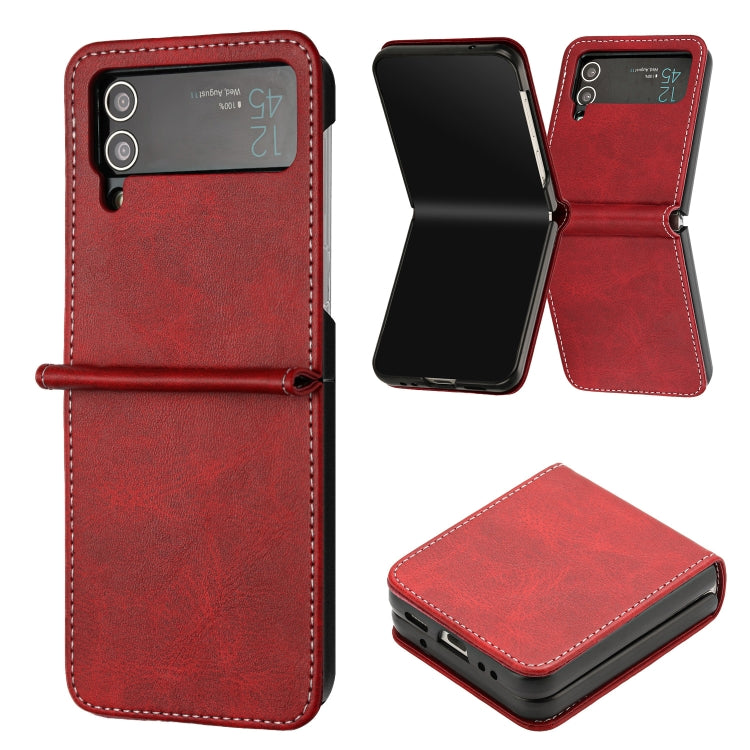 Solid Color Calf Texture Folding Leather Phone Case, For Samsung Galaxy Z Flip3 5G