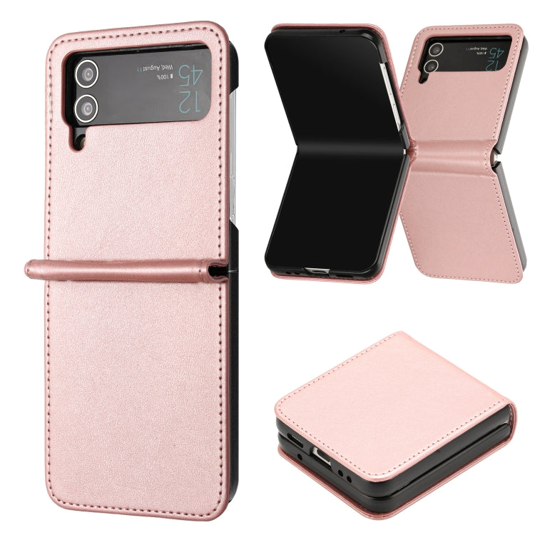 Solid Color Calf Texture Folding Leather Phone Case, For Samsung Galaxy Z Flip3 5G