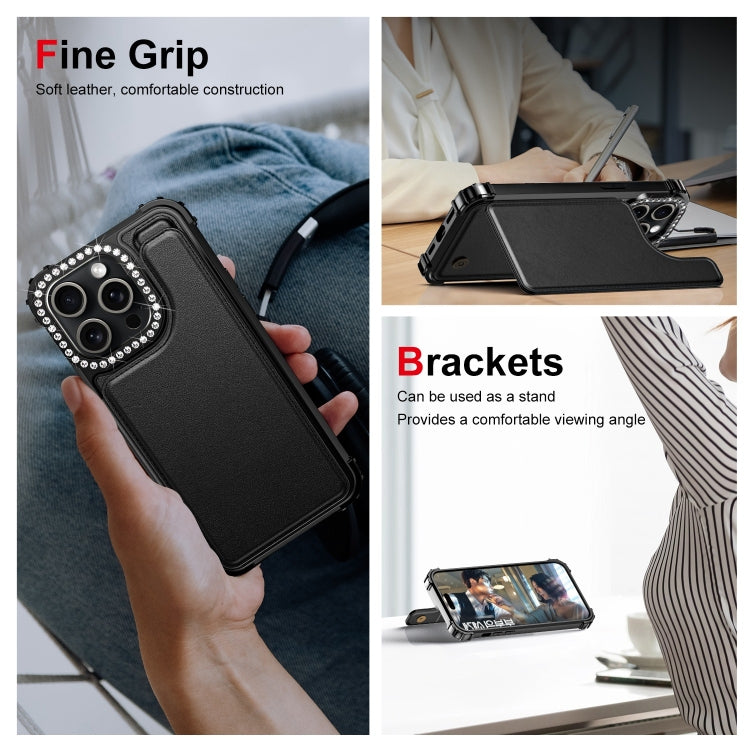 Diamond Horizontal Card Bag Leather Phone Case