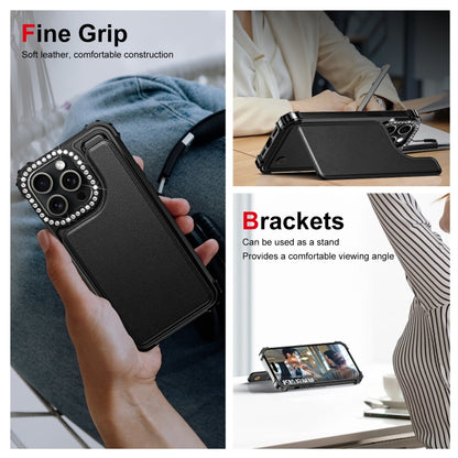 Diamond Horizontal Card Bag Leather Phone Case, For iPhone 15 Pro Max, For iPhone 15 Pro, For iPhone 15 Plus, For iPhone 15