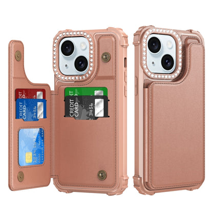 Diamond Horizontal Card Bag Leather Phone Case, For iPhone 15 Pro Max, For iPhone 15 Pro, For iPhone 15 Plus, For iPhone 15